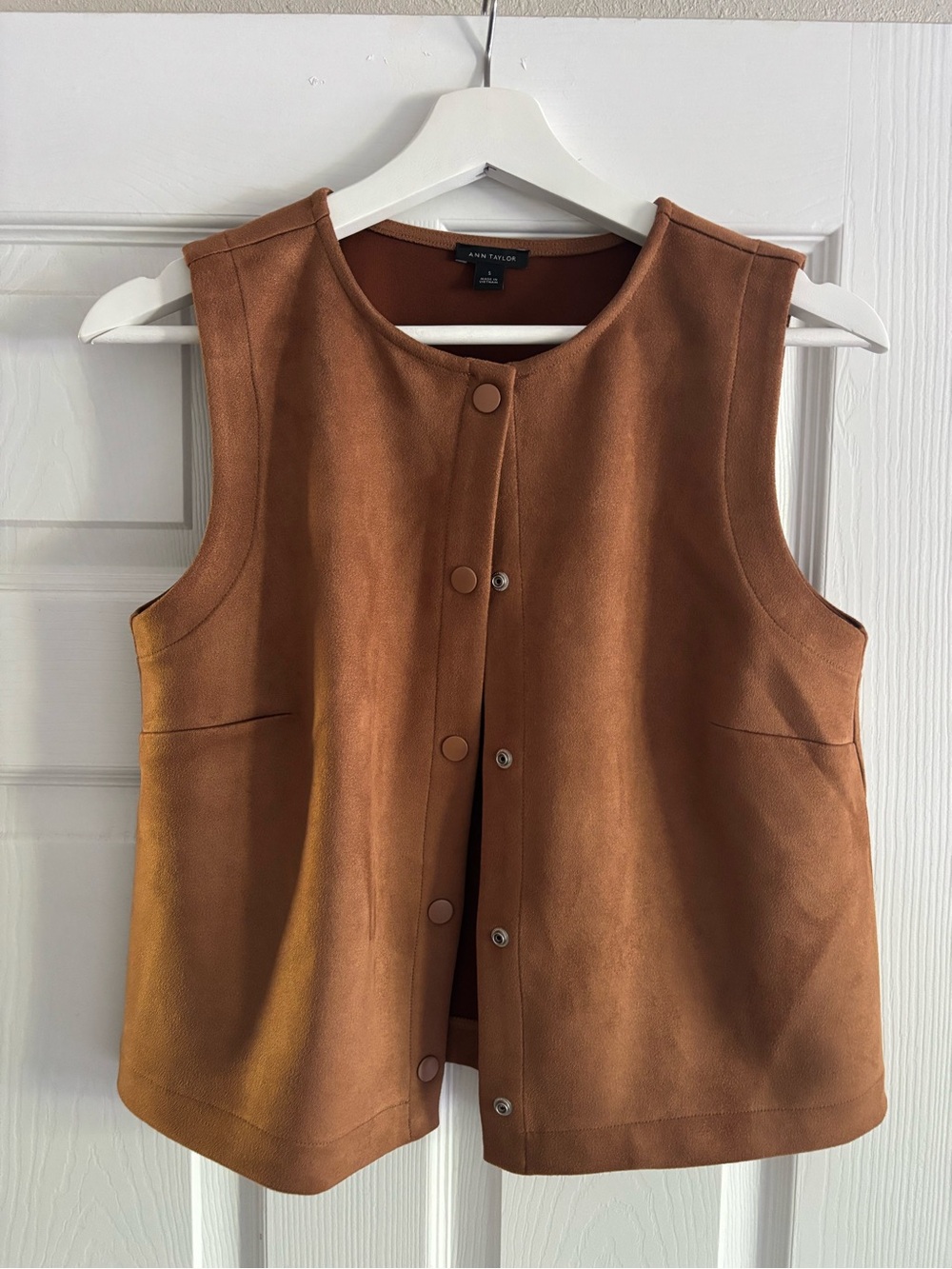 Ann Taylor Rust-Colored Suede Button-Front Top